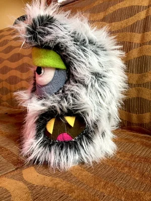 MEDIUM BLACK AND WHITE MONSTER WITH ONE SLEEPY EYE — TIM MONSTERS! -